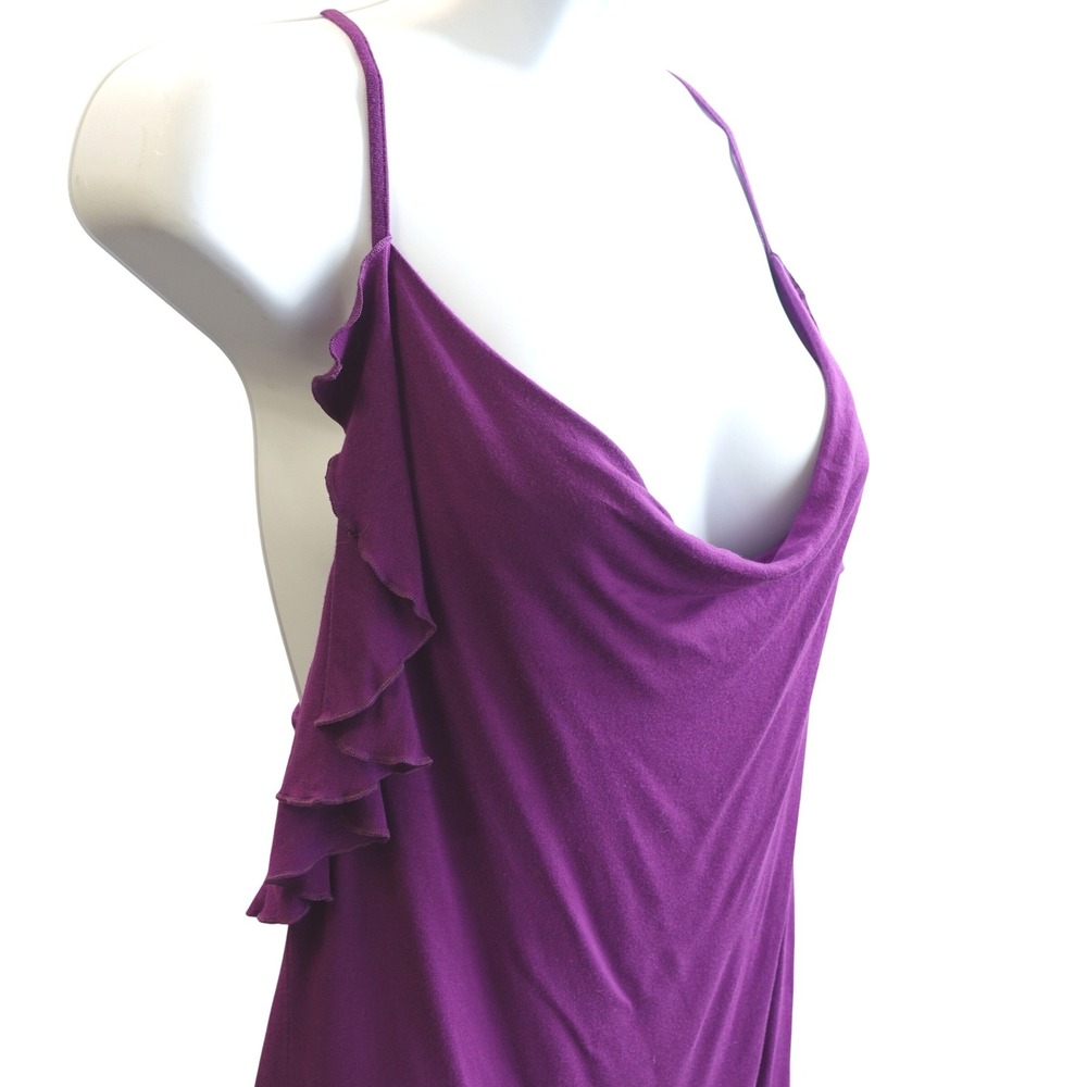 Vintage Y2K Bebe Top M Purple Ruffle Cowl Neck Cami Fairy Strappy Going Out Club